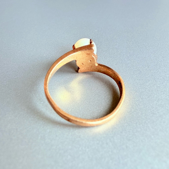 14k Gold Weinman Bros Solitaire Natural Salt Water Pearl Mid Century Ring VINTGE - Picture 2 of 10